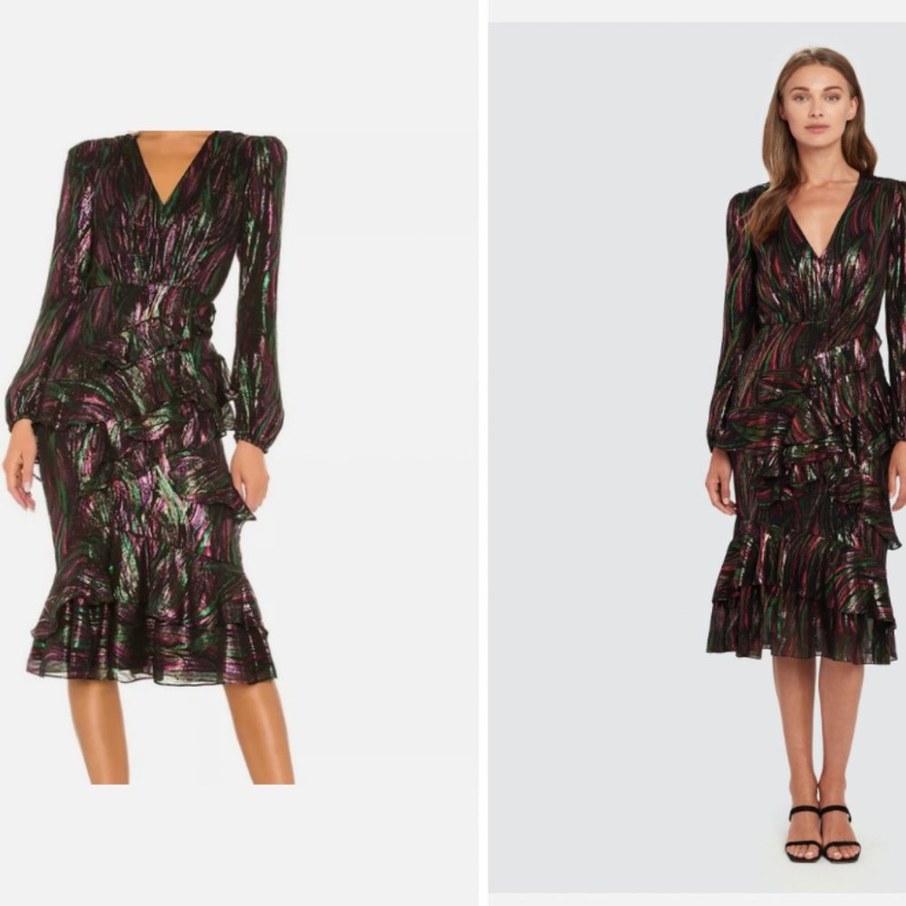 SALONI Metallic Cocktail Dress, Size US 0, UK 4. NEW W/ TAGS